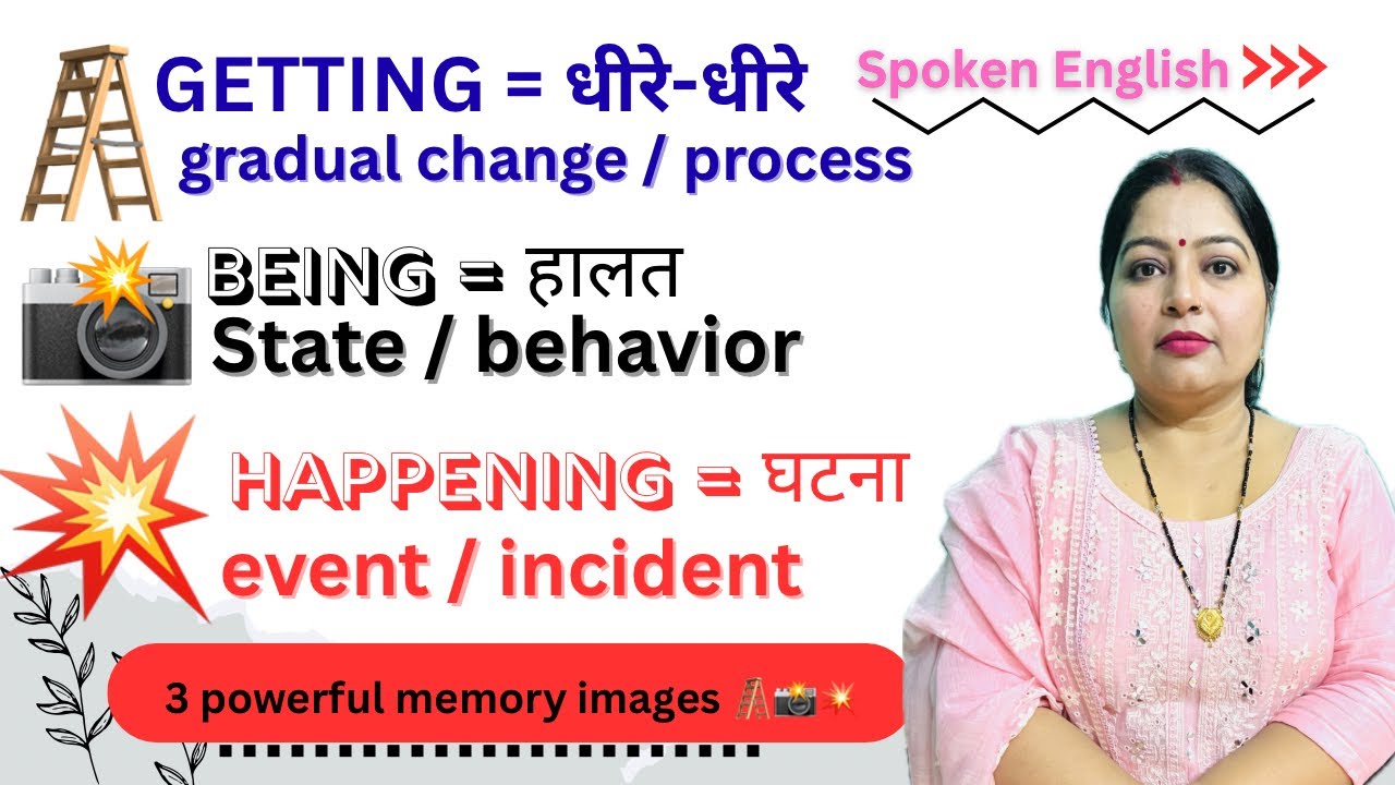 BEING vs GETTING vs HAPPENING 🔥 | धीरे-धीरे क्या होता है? | Super Memory Tricks | Spoken English
