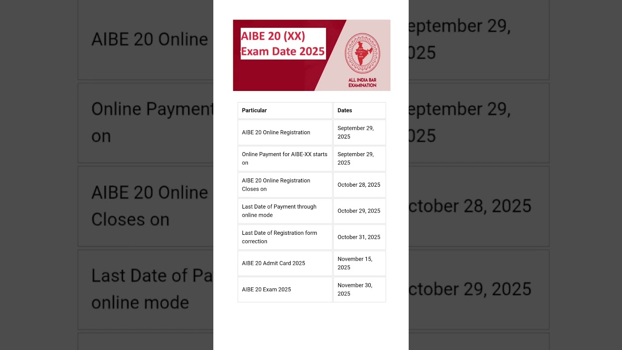 AIBE EXAM DATE 20 2025 | AIBE 20 EXAM