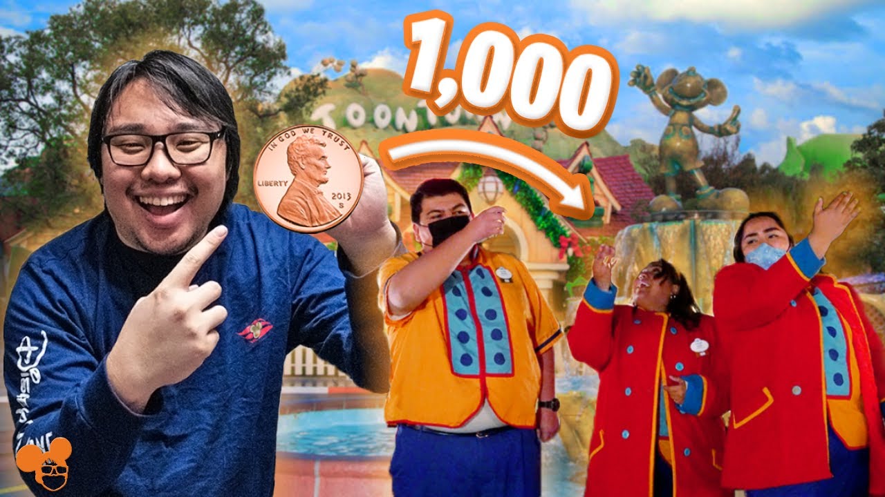 I GAVE Away 1,000 Pennies At Disneyland To Random Strangers! | ToonTown's LAST Day!