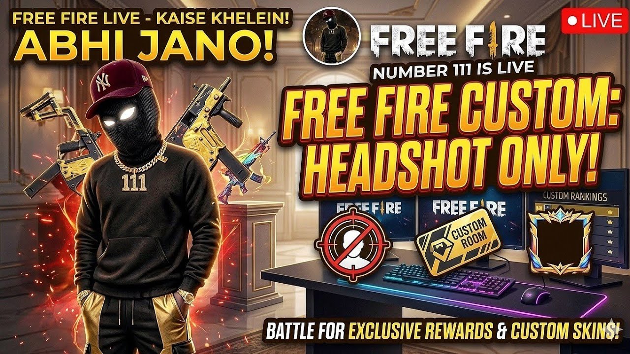 free fire play with custom only head shot in live
