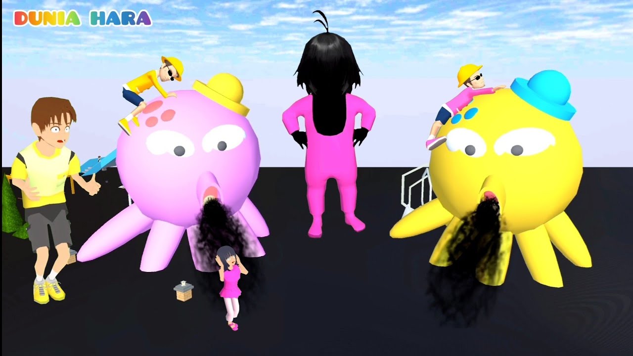 Hah? Banjir Hitam? Yuta Mio Panik karena Gurita Raksasa 🐙🐙 Baby Celine Jadi Hitam | Sakura School S