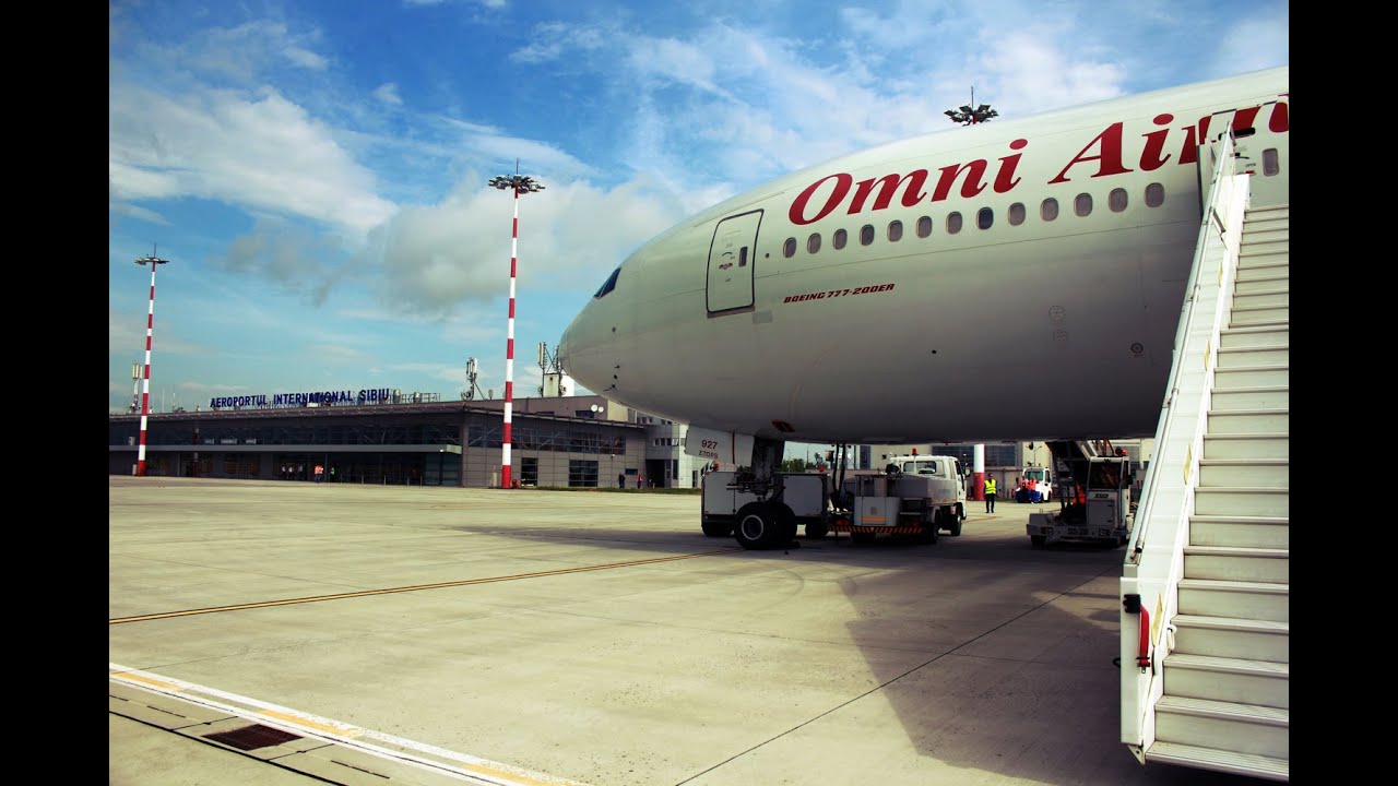 Omni Air International ( OAI ) 777-200ER in Sibiu