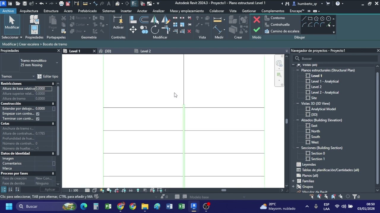 Curso REVIT ESTRUCTURAS 2026 | Clase 11: Escaleras de Concreto y Solución de Errores | @QUINTEROS.H