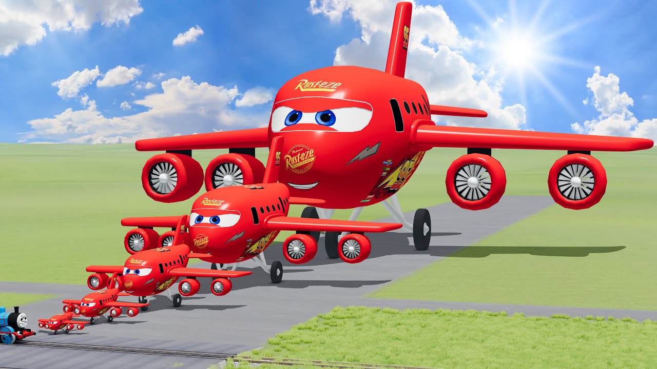 Big & Small Boing Lightning Mcqueen vs Trains Thomas|BeamNG.Drive