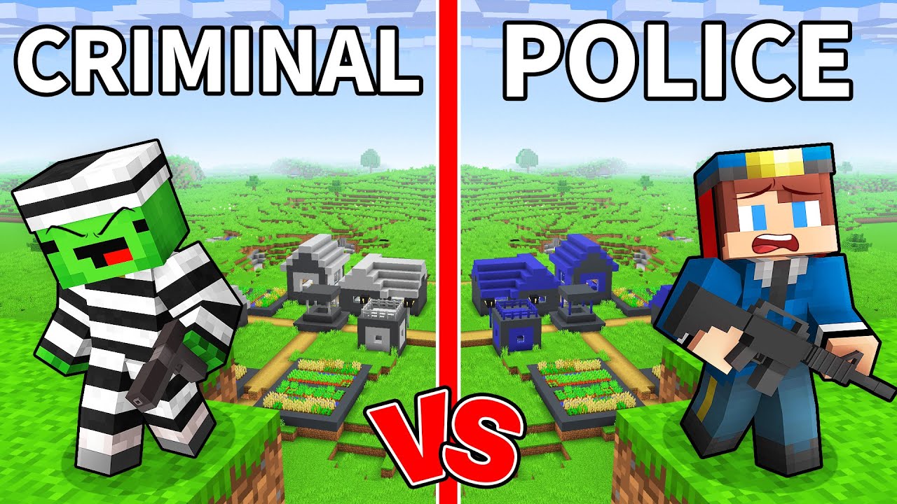 Mikey and JJ Left CRIMINAL vs POLICE Village in Minecraft (Maizen)