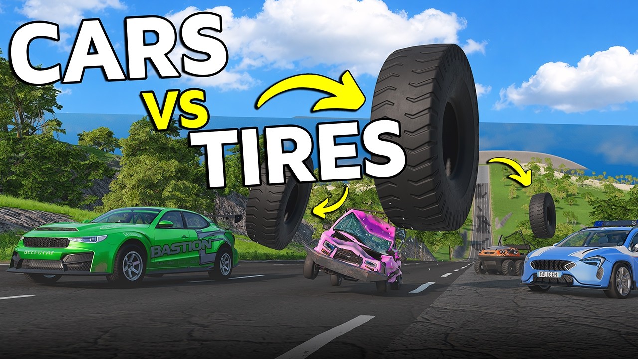 Cars vs Falling Tires and BALLS (feat. @Goosiest @Stylex @ntns_media )