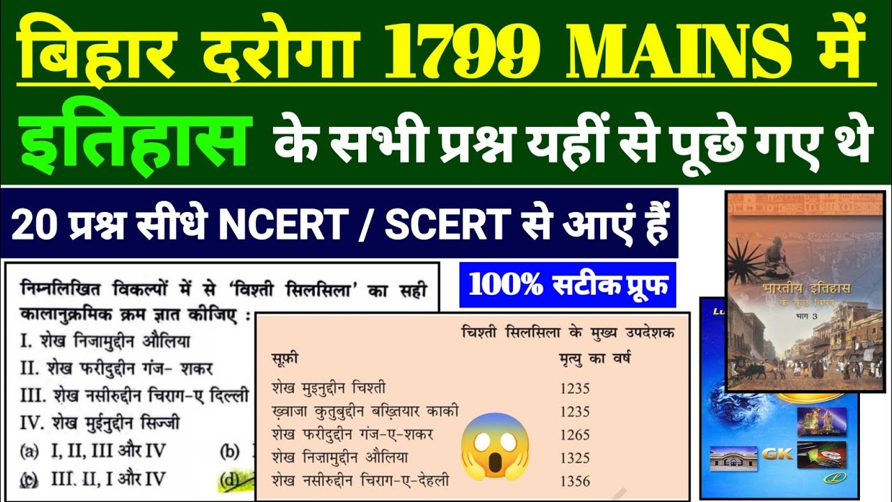*With Ncert Proof* Bihar Daroga 1799 Mains History Question Source Tracing Ncert 