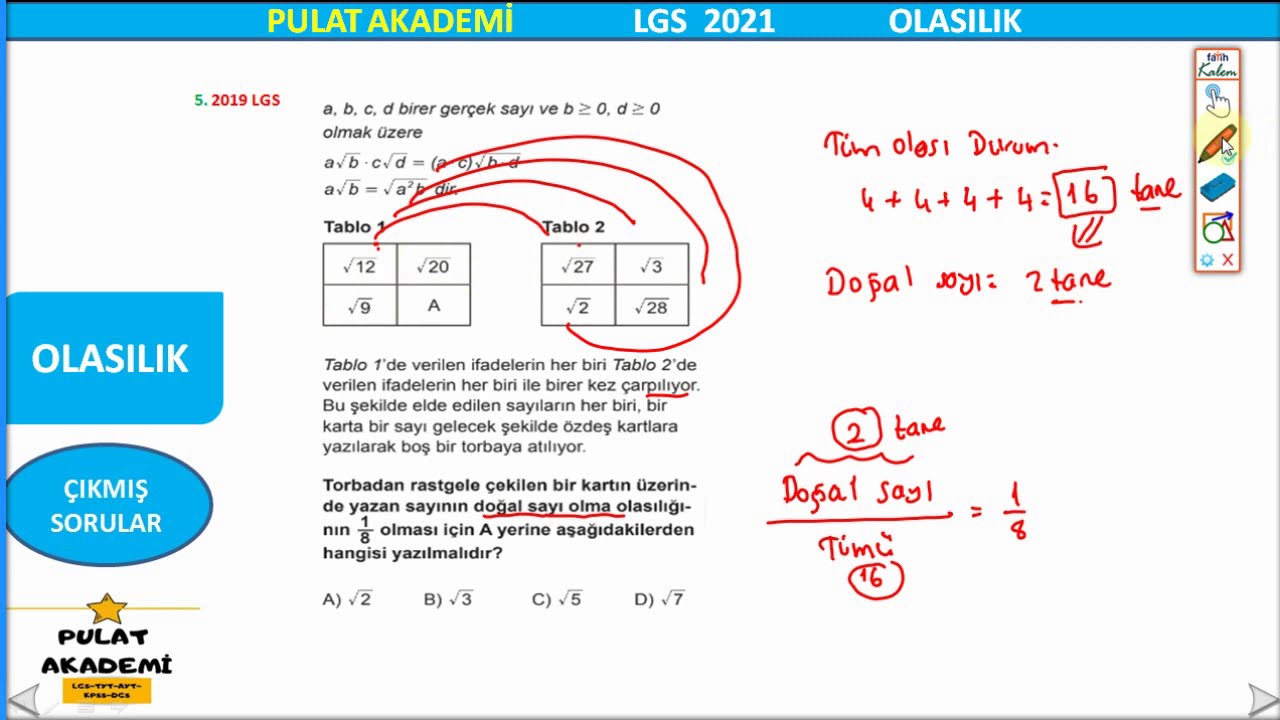 Olasılık lgs çıkmış soruları