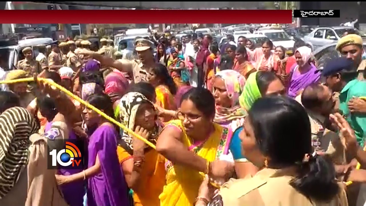 Village & Mandal Coordinators Protest at Pragathi Bhavan | Police Arrest Coordinators | 10TV