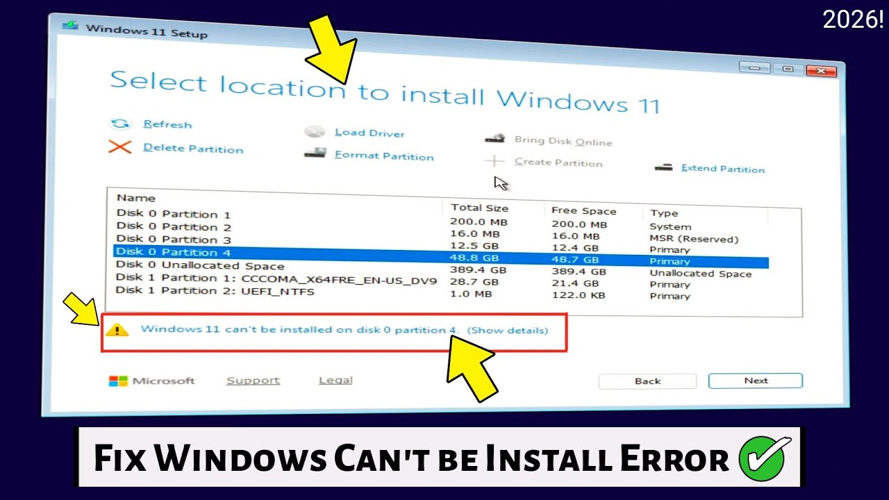 Fix Windows can't be installed on drive 0 partition 1, 2, 3, 4! (Easiest Method)