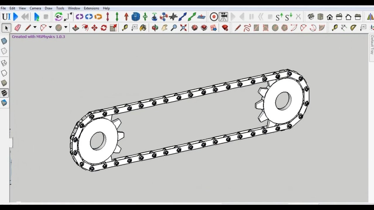 Chain and Sprocket Design Assembly and Motion Animation in SketchUp MsPhysics