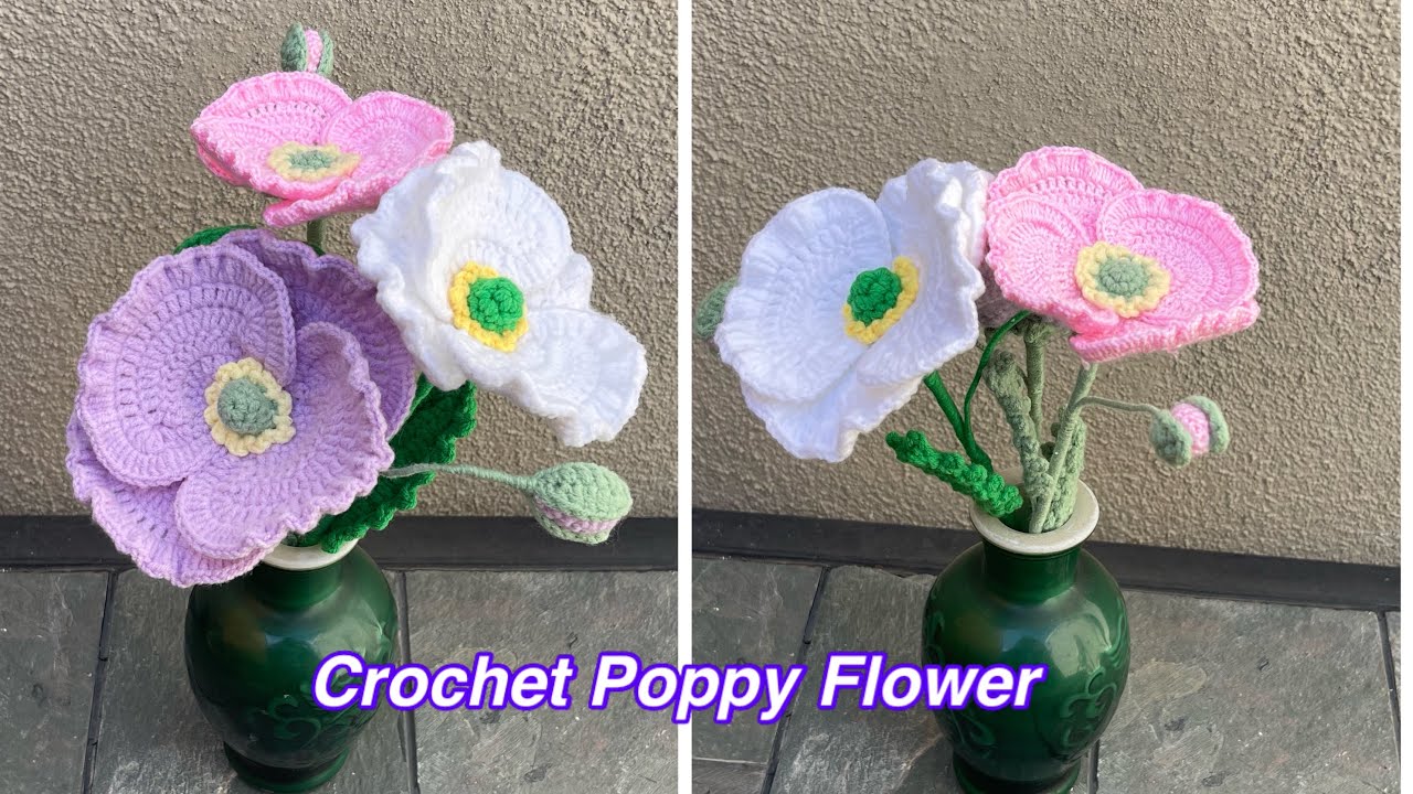 🥰How to Crochet a Poppy Flower 🌺easy Poppy Flower tutorial❤️