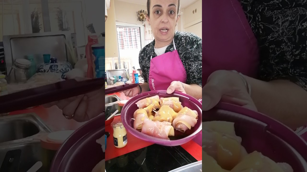 Rollitos de pollo a la mostaza con miel en microondas con Tupperware