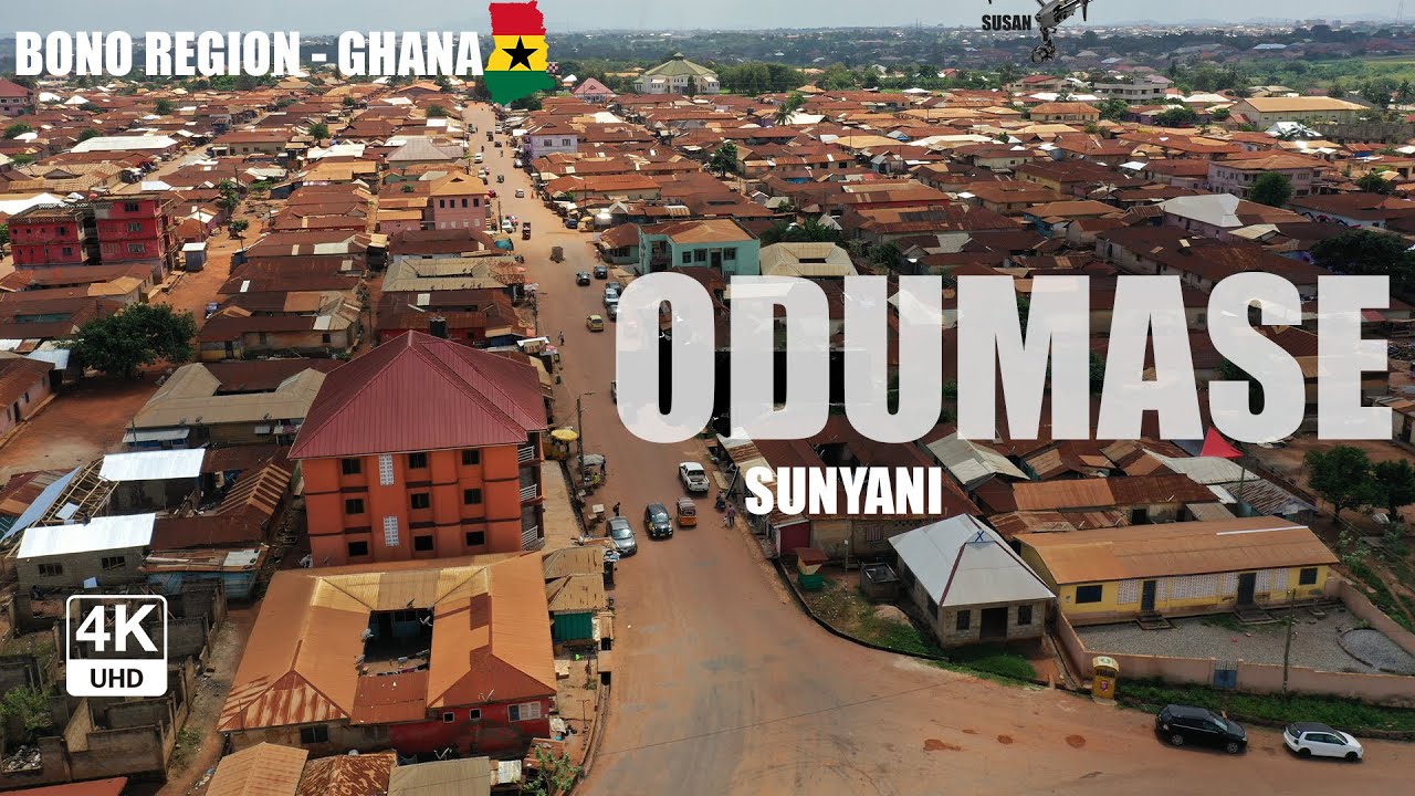 Odumase Aerial View in the Sunyani West Bono Region of Ghana 4K
