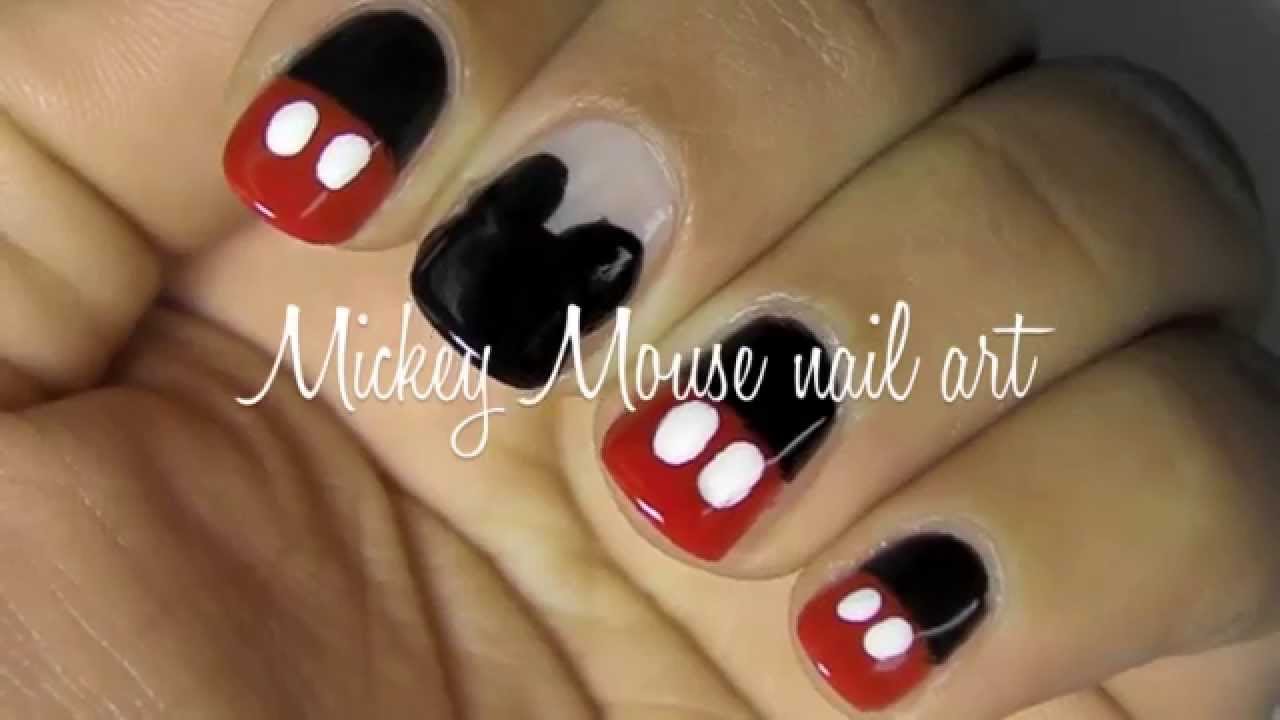 Mickey mouse nail art tutorial: 2 designs