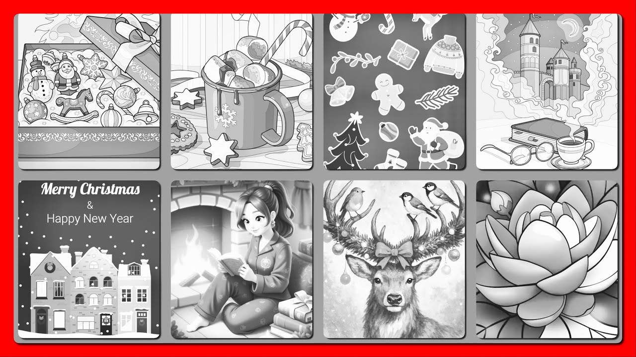 Hey color Online Coloring Book Collection Holiday Collage Hot Chocolate Patterns #gameplay #winter