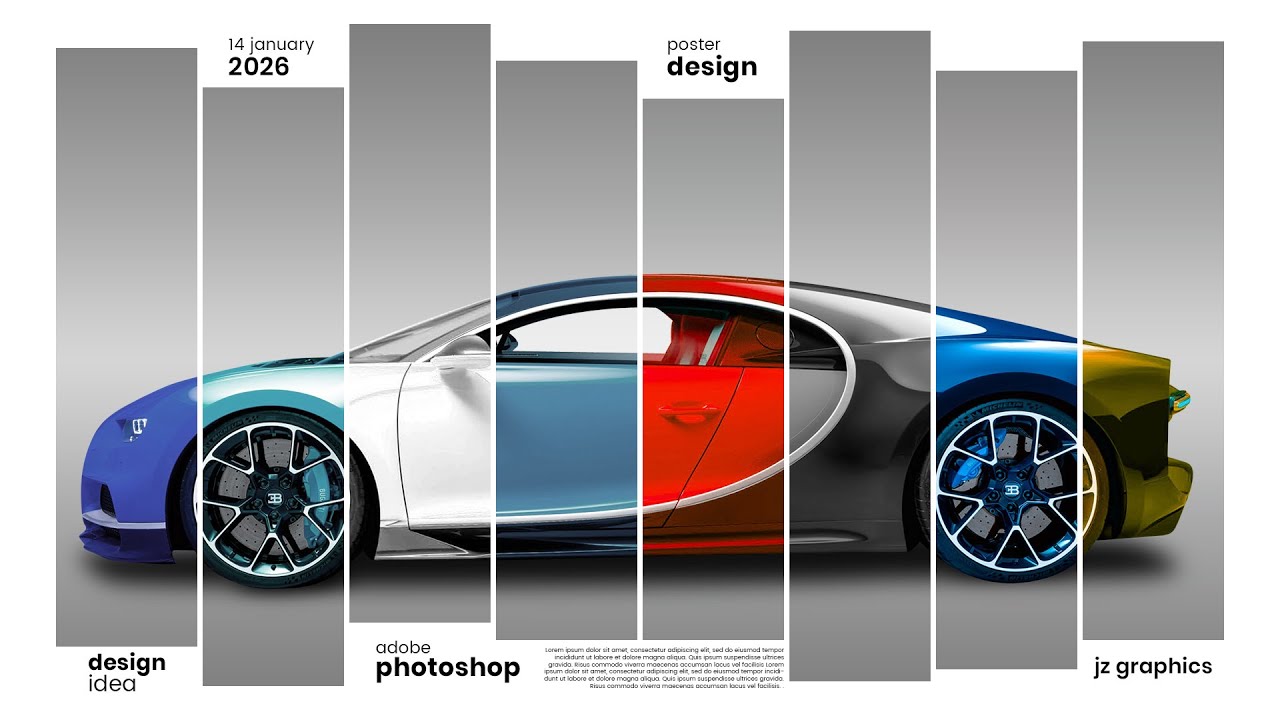 Современный дизайн автомобильных постеров в Photoshop | Дизайн постов для социальных сетей на авт...
