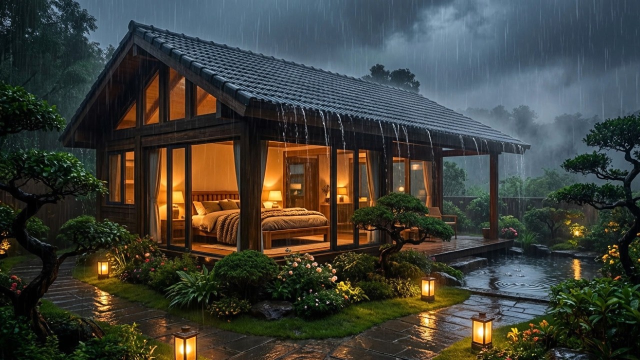 Warm Forest Cozy Cabin with Calm Rain 🌧️ Soothing Ambience for Deep Sleep, Insomnia & Stress Relief