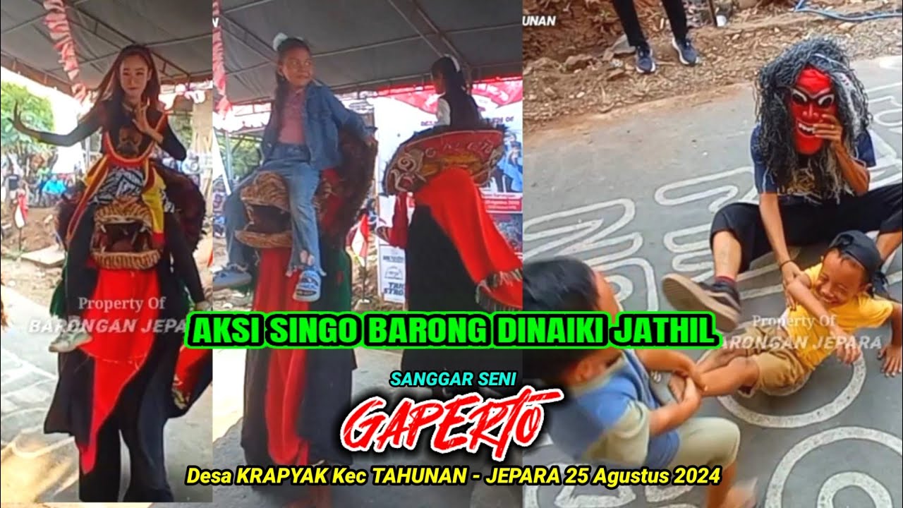 Aksi Singo Barong dinaiki Jathil & Bocil | GAPERTO Live Desa Krapyak Kec Tahunan | Barongan Jepara