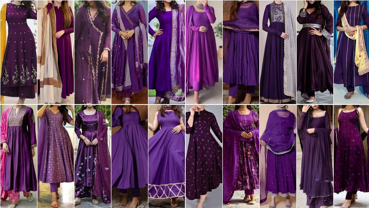 New Model Purple Colour Anarkali Suit Design Ideas 2023 | Purple Anarkali Suit set