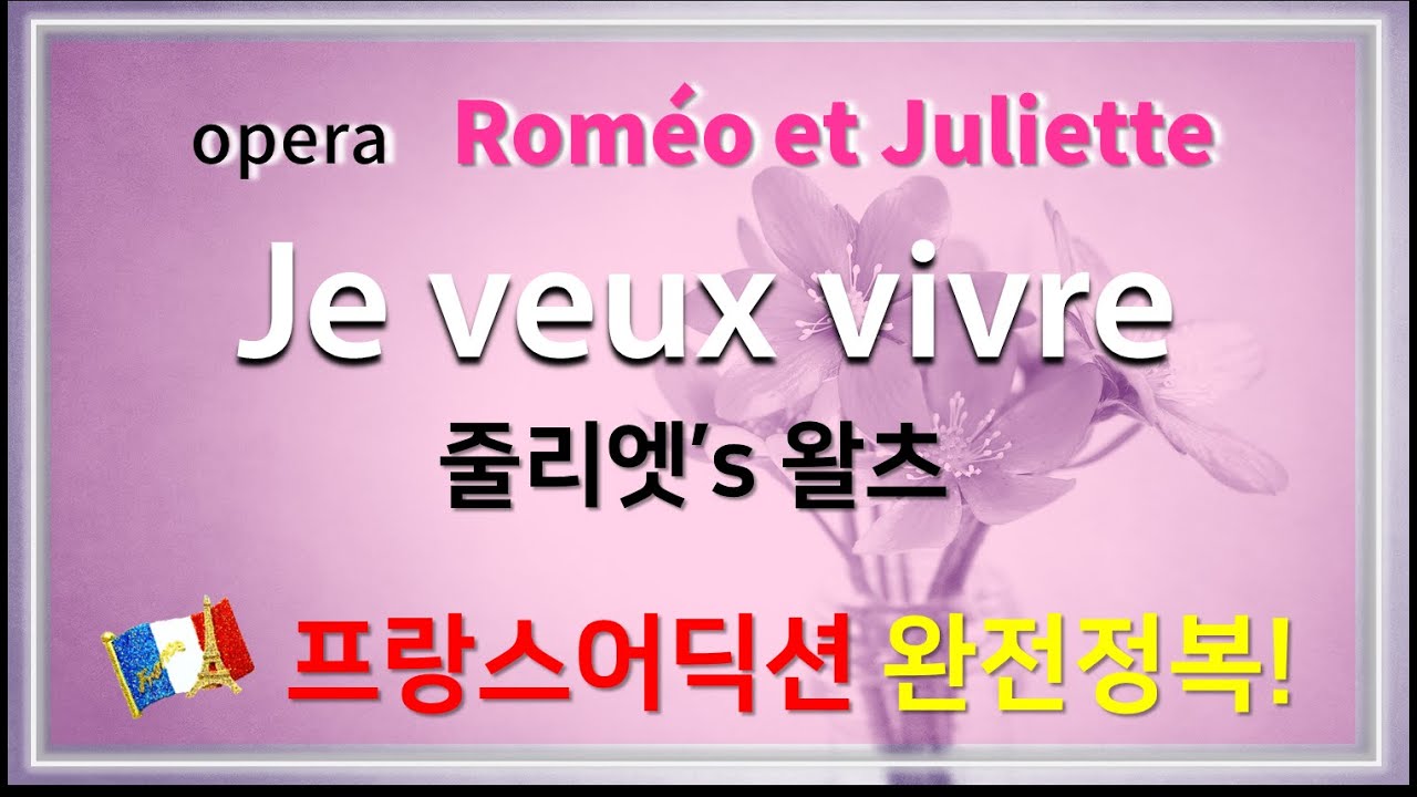 오페라 로미오와 줄리엣 :  je veux vivre (줄리엣의 왈츠) - 홍연출의 프랑스어 뜻풀이 & 딕션 완전정복! 노래로 배우는 프랑스어!!
