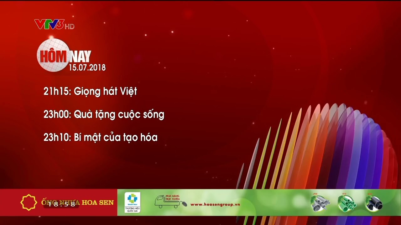 VTV3 HD Ident (2017 - 2018) - GTCT Hôm nay, Quảng cáo, trích Thời sự (19h, 15.07.2018) | (Reverse)