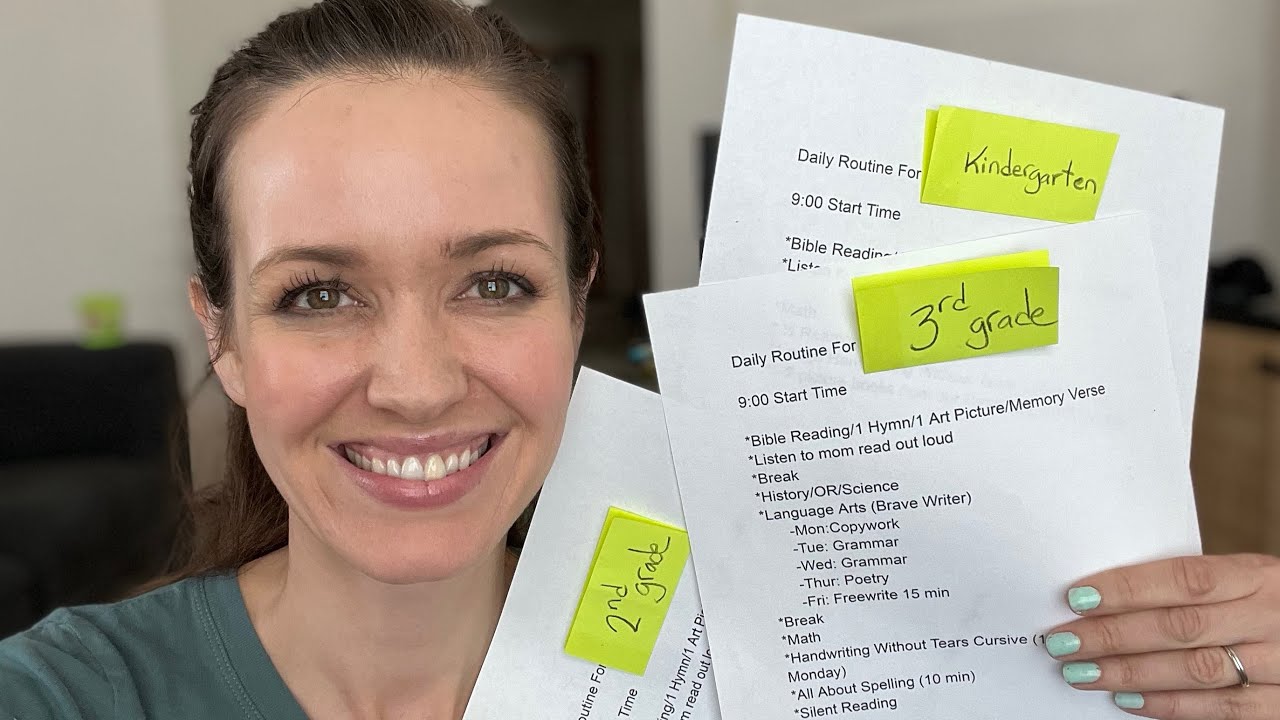Homeschool Schedule For 3rd grade, 2nd grade, And Kindergarten