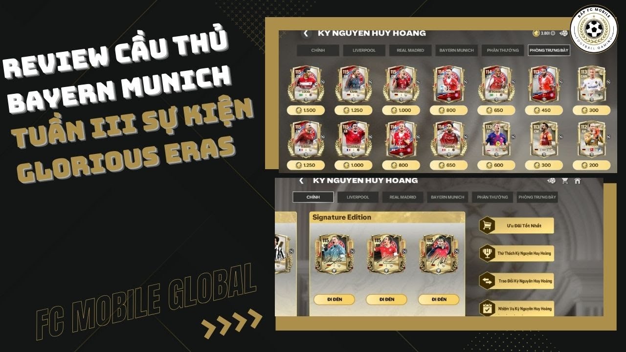 Bắp FC MOBILE QUỐC TẾ - 12: Review c&aacute;c cầu thủ Bayern Munich Tuần 3 Sự kiện Glorious Eras