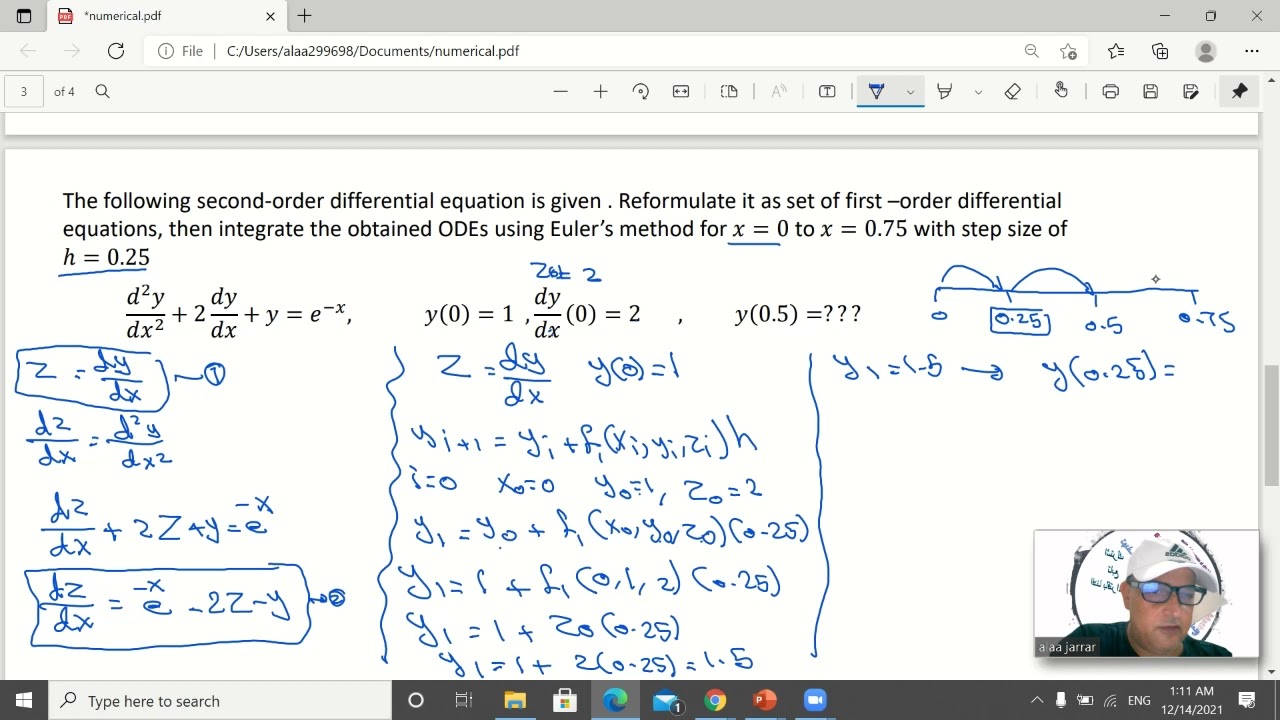 Higher ODEs Euler's  Methods  numerical  Methods