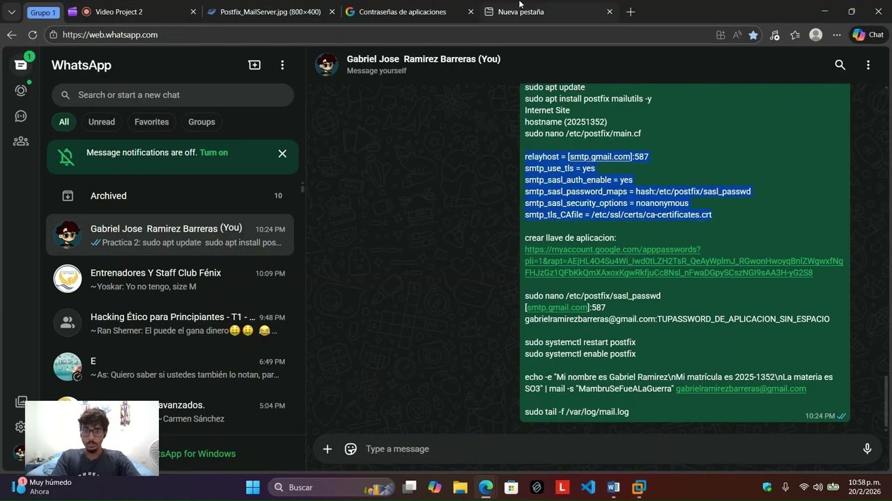 Practica 2: Parte 1: Instalar un servidor de correos.
