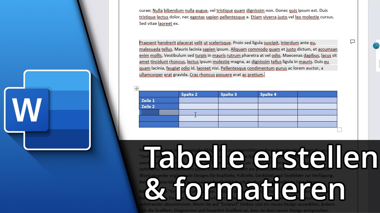 Word Tabelle erstellen & formatieren ✅ Tutorial