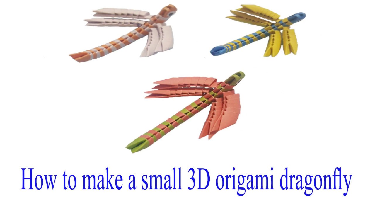How to make a small 3D origami dragonfly- Easy tutorial ||new mini awesome 3D origami dragonfly