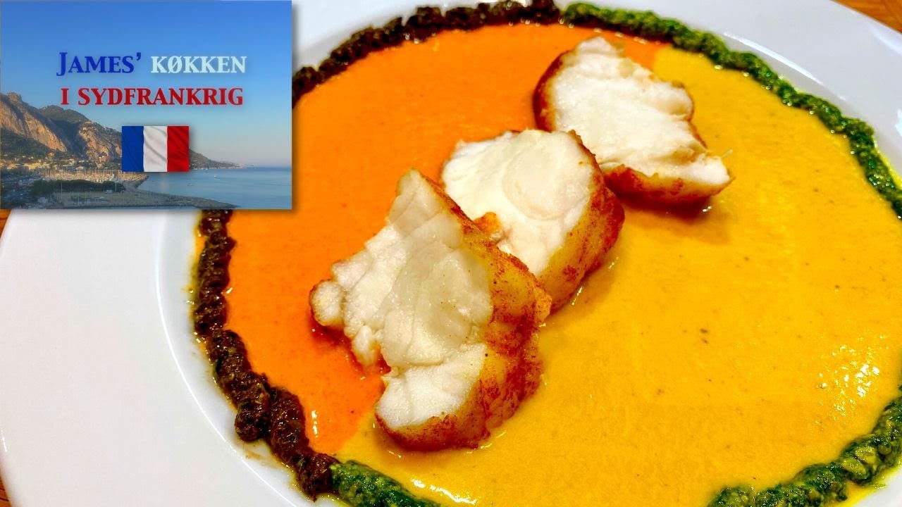 Havtaske med sauce af gule og røde pebre