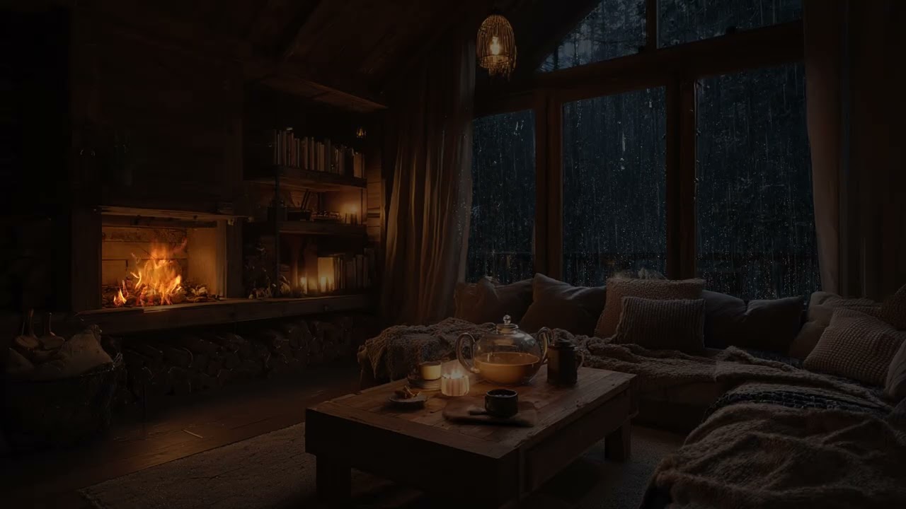 Sleepless Nights Feel Warmer As Rain Falls Outside Beside a Quiet Fire
