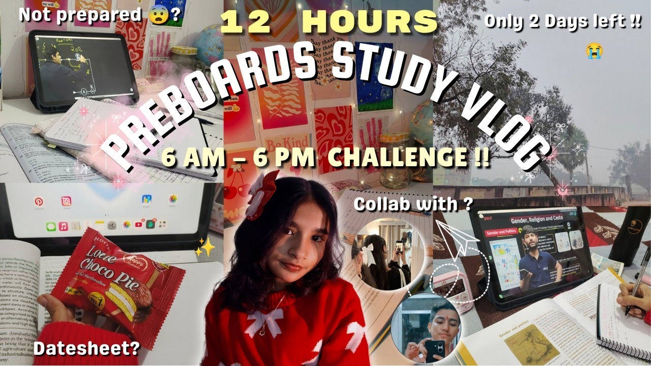 6 Am to 6 Pm Study Challenge 🔥| PREBOARDS in 1 Day | CBSE 10th Grader ✨| Preparing for my PRE BOARDS
