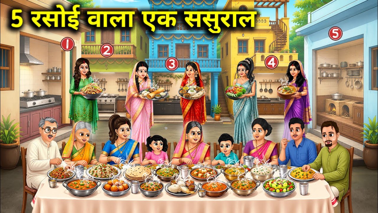 A Home with Five Kitchens || Cartoon Videos || An in-laws' home with five kitchens || Spicy Saas-...