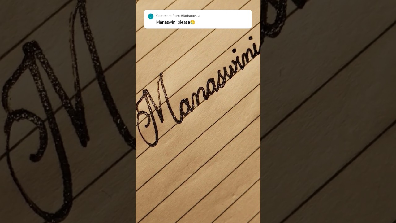 Manaswini name in cursivewriting #shortsvideo #learncursive #handwritingstyle #name #cursivewriting
