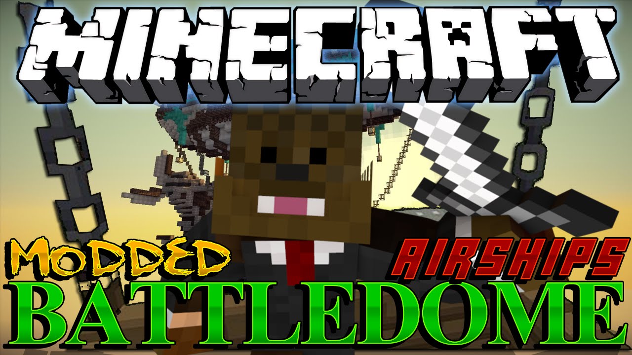 Airship (Blimp) in Minecraft MODDED BattleDome (Archimedes Mod) Part 1 of 2 | JeromeASF