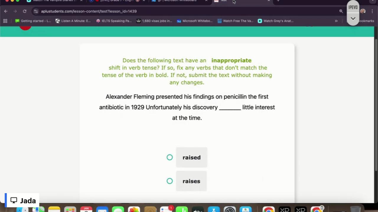 Grade 7 - English: Inappropriate shifts in verb tense