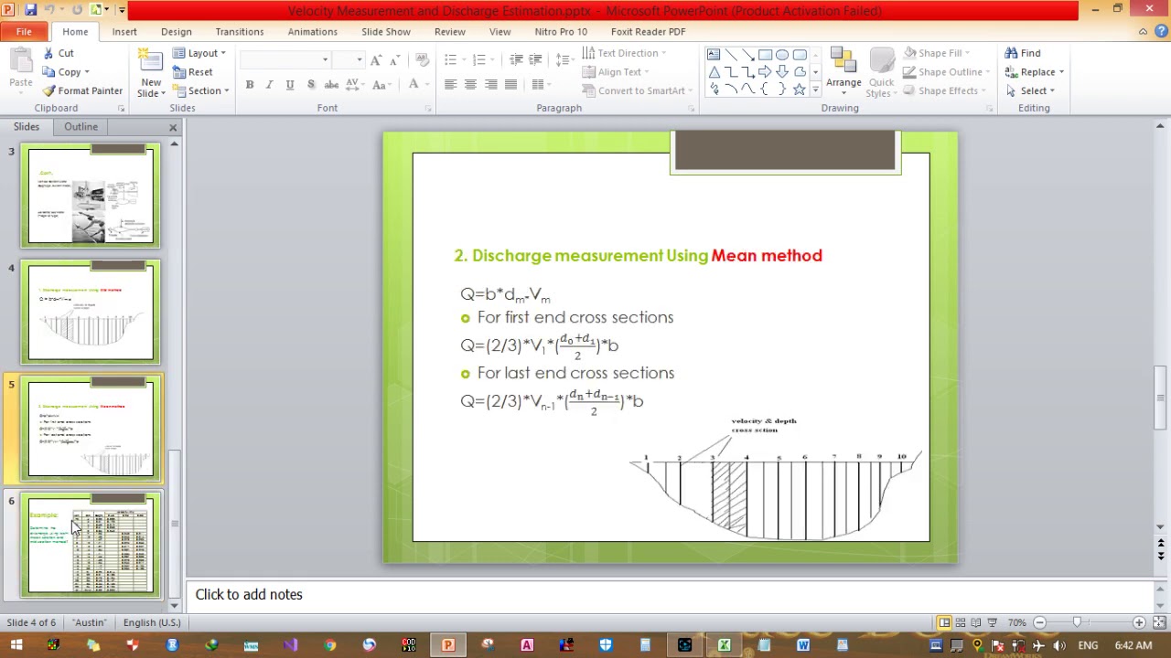 Discharge (Stream flow) Measurement Methods: [ Mid-Section  and Mean-Section Methods ]