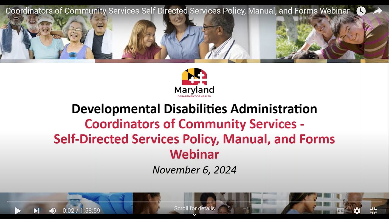 Coordinators of Community Services Self Directed Services Policy, Manual, and Forms Webinar 11-6-24