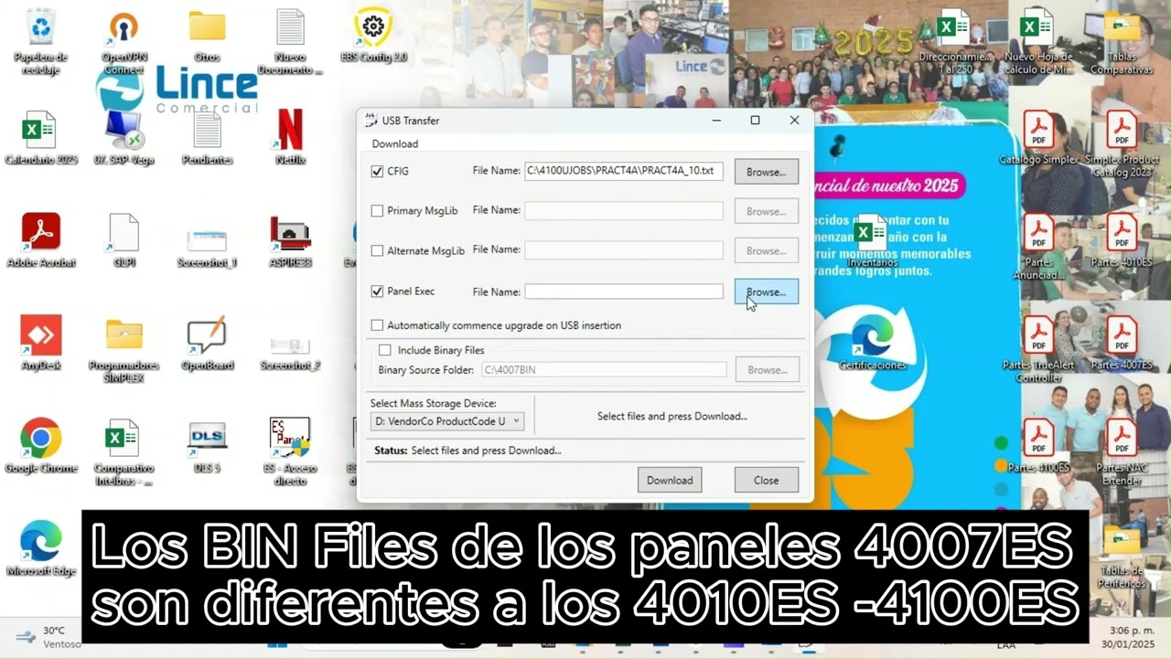 Panel 4007ES Simplex - Creación de memoria para UPGRADE o RECOVERY Paso 1