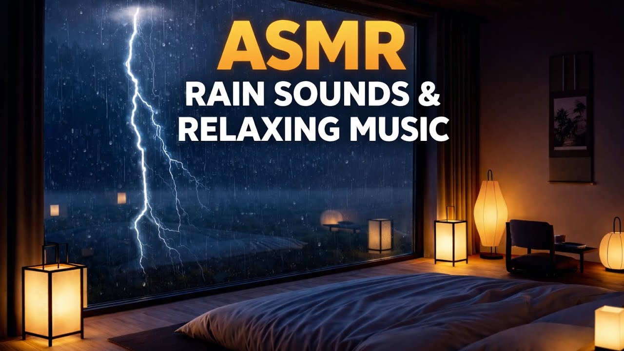 ASMR Rain Sounds & Relaxing Music for Deep Sleep | Stress Relief Night Ambience