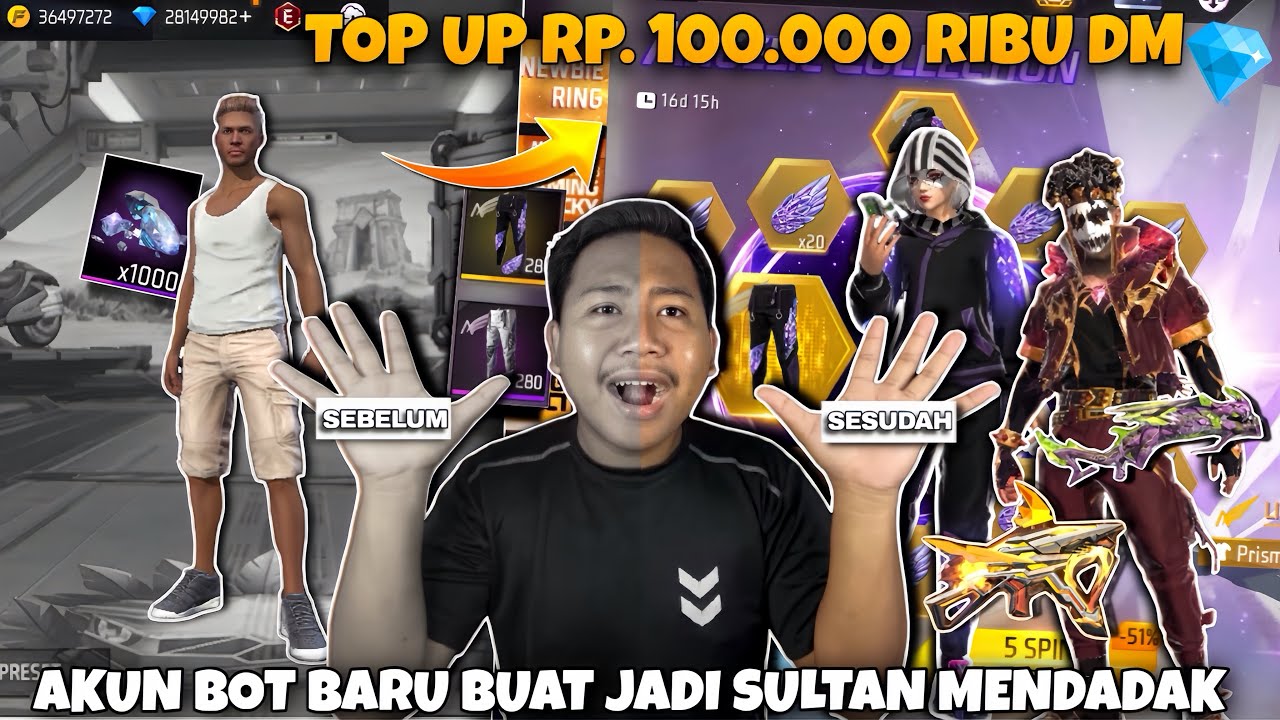 AKUN BOT BARU BIKIN JADI SULTAN !! TOP UP Rp.100.000,00 DM BUAT BORONG CELANA ANGEL UNGU !!