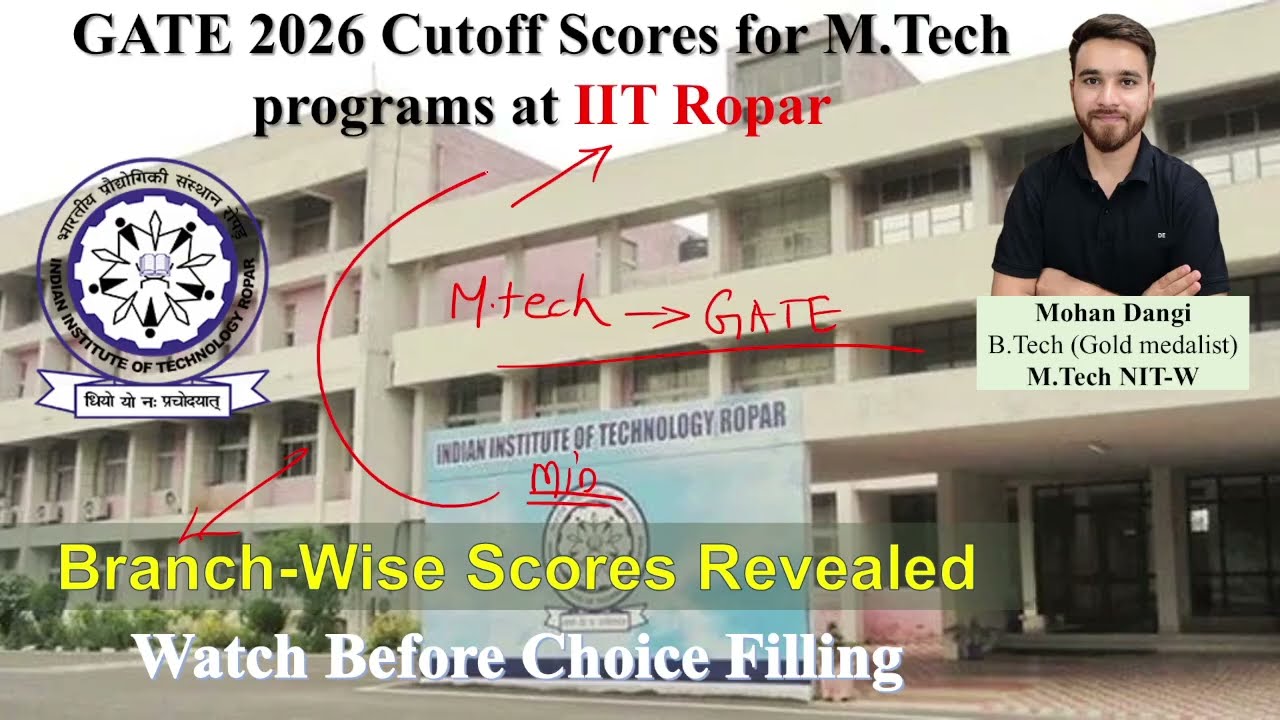 IIT Ropar Cutoff 2026  M.Tech GATE Scores (All Branches + Category Wise)