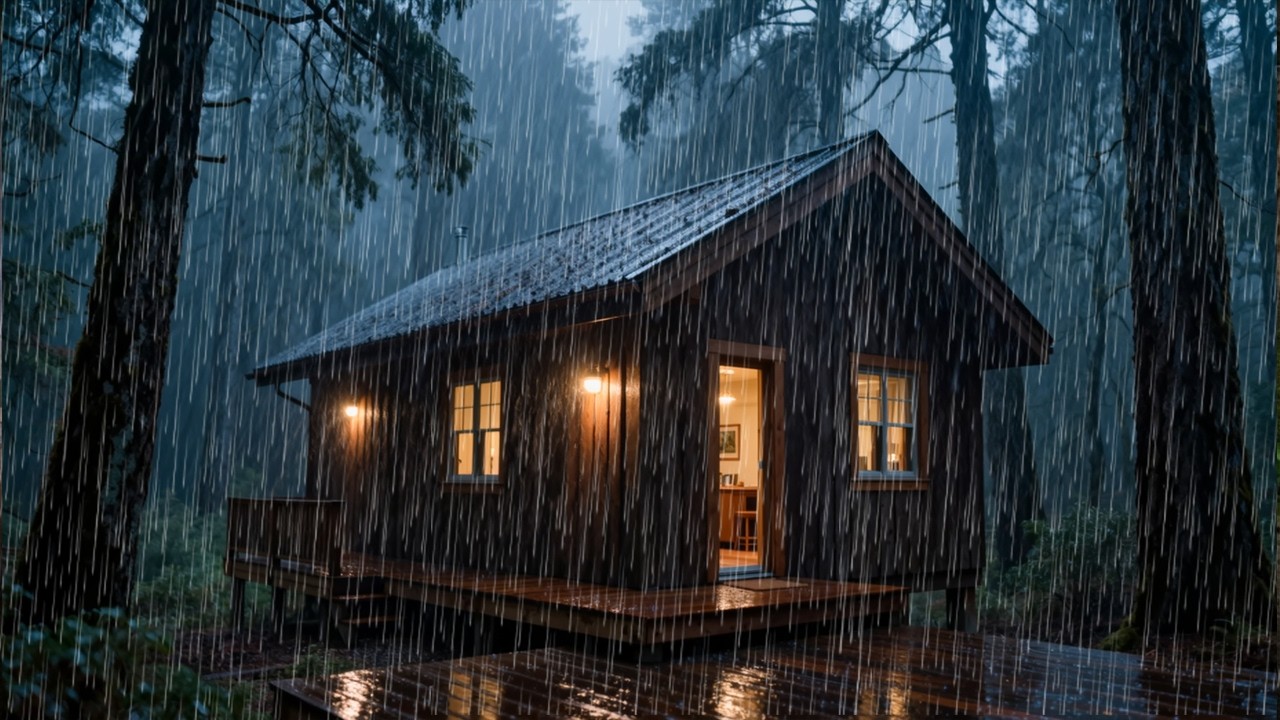 Cozy Cabin Rainstorm with Thunder │ Relaxing Rain Sounds for Sleeping