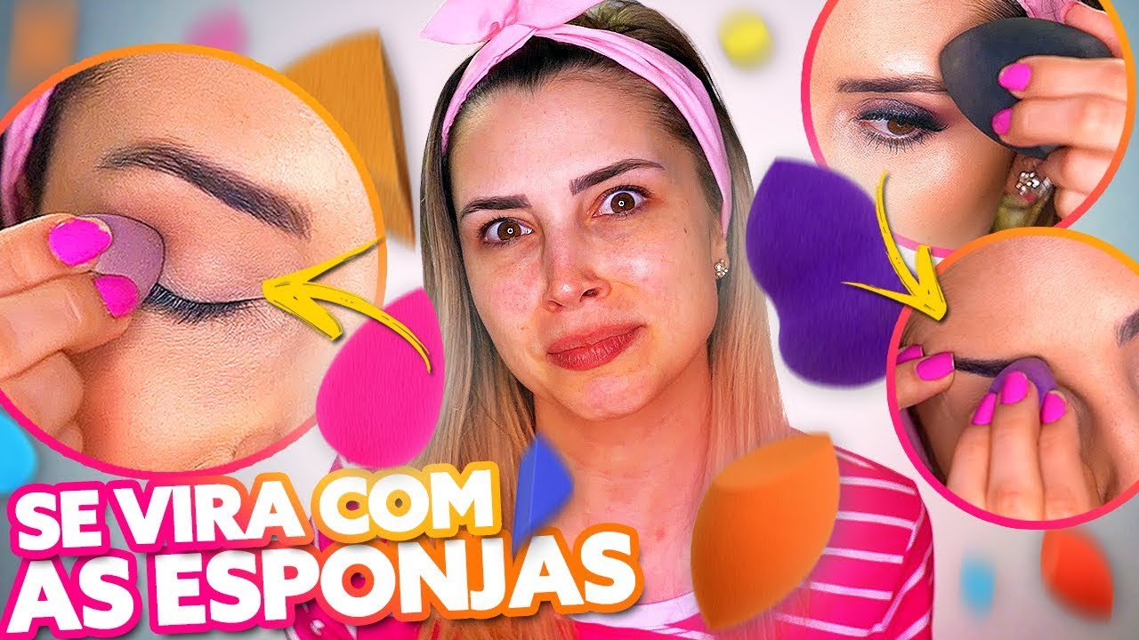 FIZ UMA MAQUIAGEM USANDO SÓ ESPONJINHAS