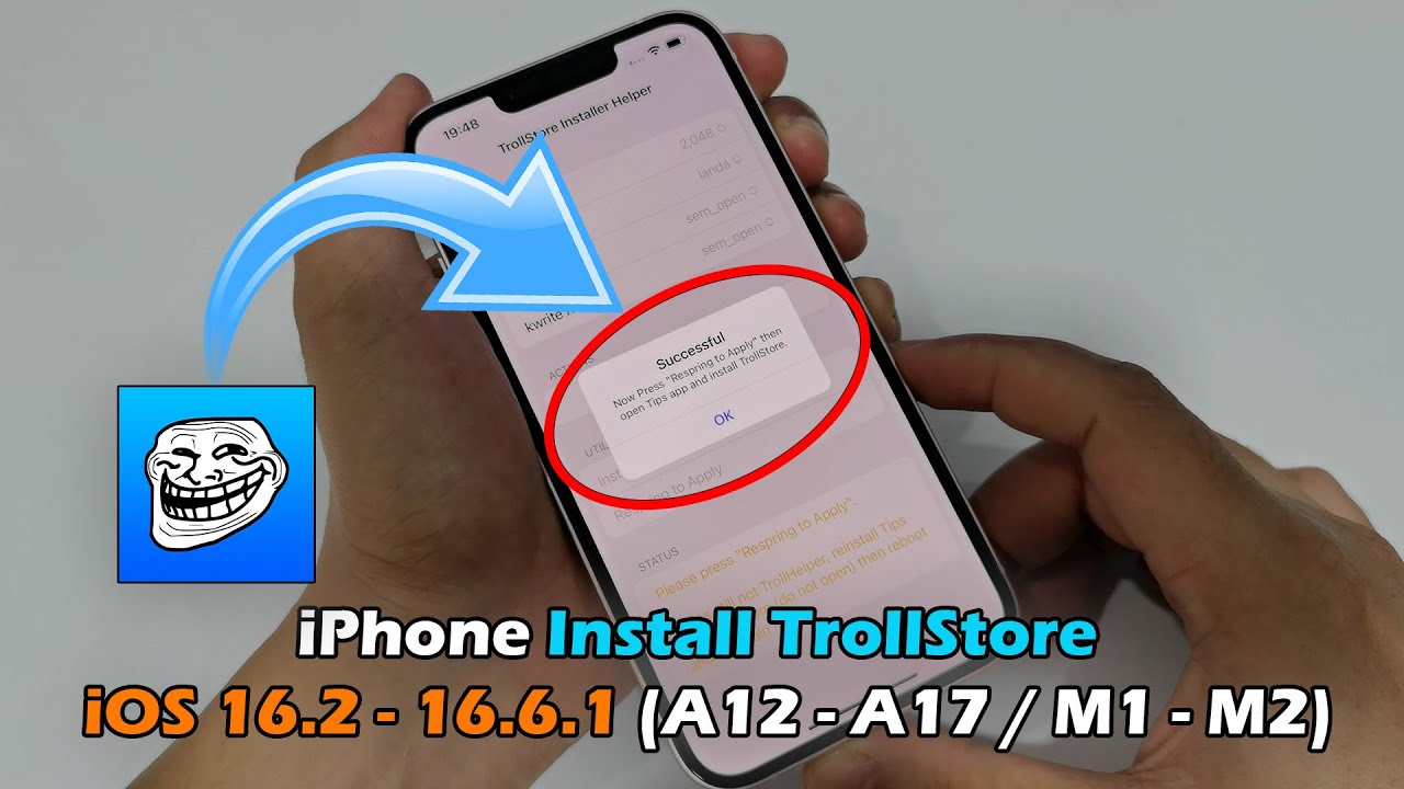 iPhone Install TrollStore iOS 16.2 - 16.6.1 (A12 - A17  M1 - M2)