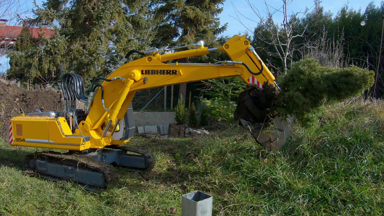 Moving a Tree and Cutting a Hillside Road - RC Construction Equipment