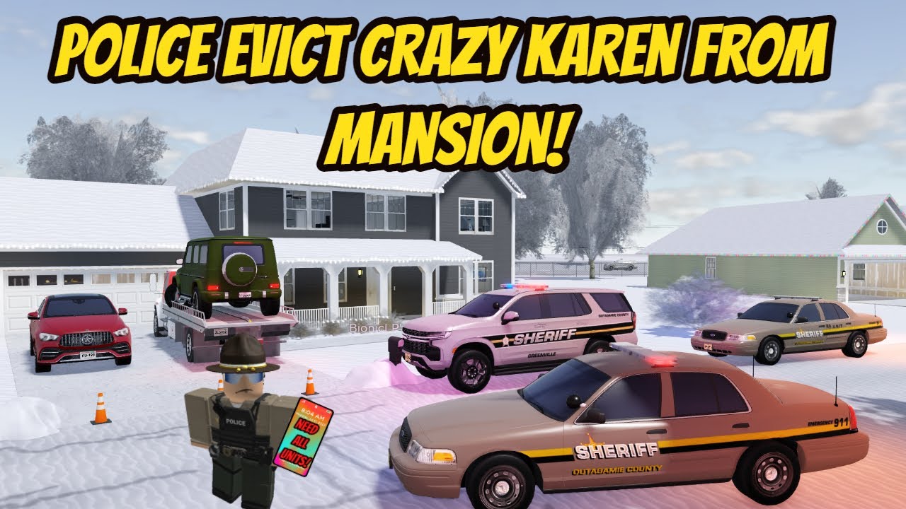 Greenville, Wisc Roblox l Police Mansion Eviction - Manhunt Chase Roleplay